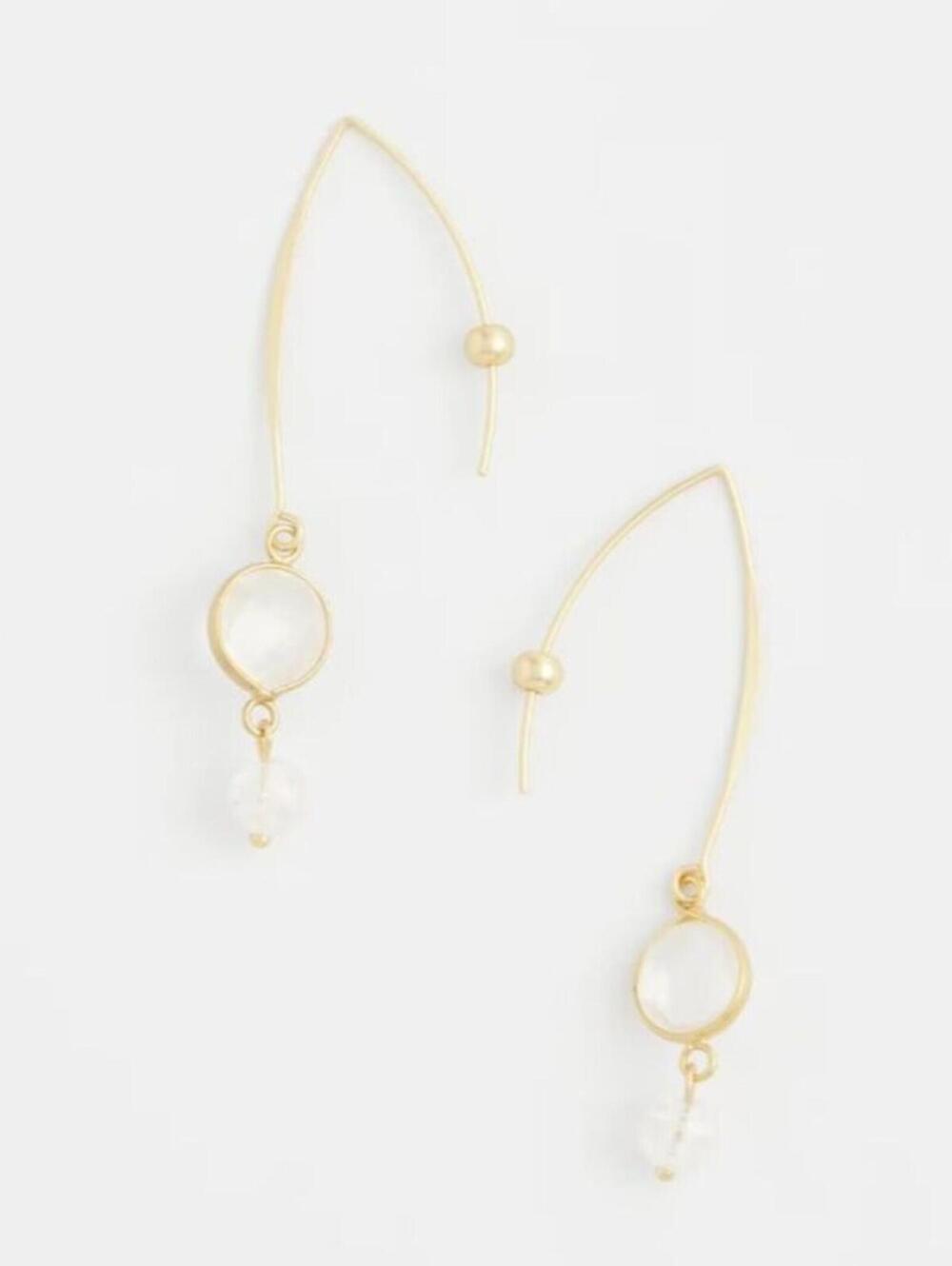 Chico's No Droop® Quartz Crystal & Gold Threader Earrings NWT